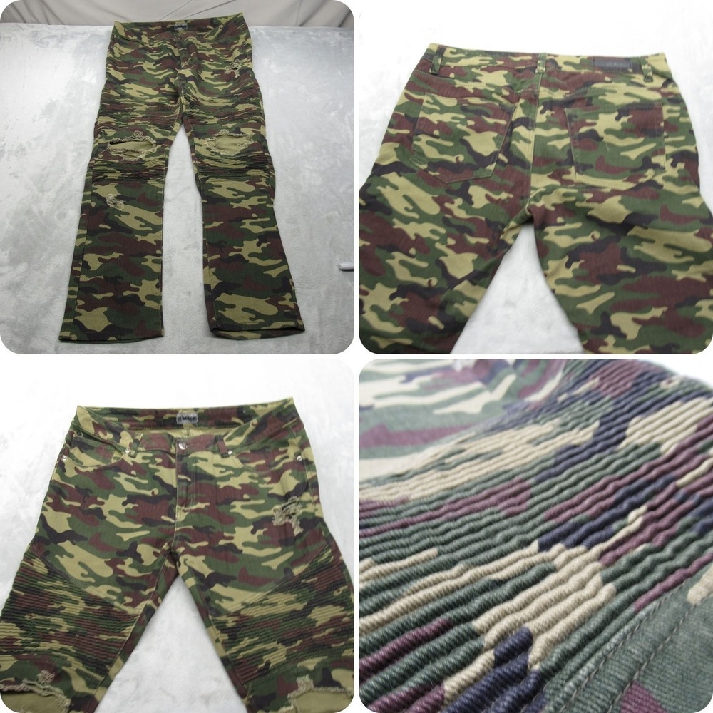 Black Label Camo‎ Pants Mens 36x31 Ribbed Stretch Skinny Moto Factory Distressed